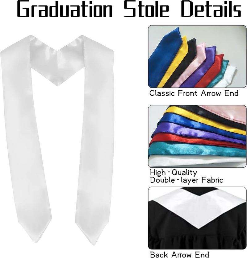 QOIUSO 72 Inch Plain Graduation Stole - Graduation Sash Class of 2025 With Classic Tips - Unisex Adult Honor Stole - Image 3